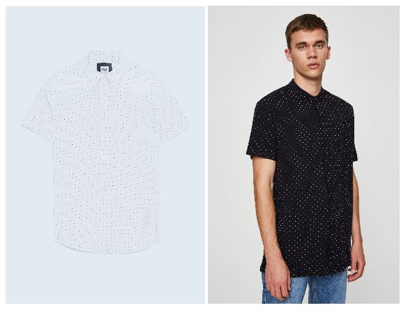 Camisa con lunares para hombres Zara, Pull & Bear 