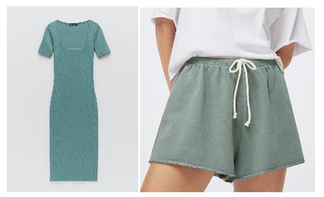 Vestido verde, Short verde, Zara, Oysho 