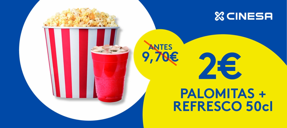 Pack de palomitas + bebida por solo 2€
