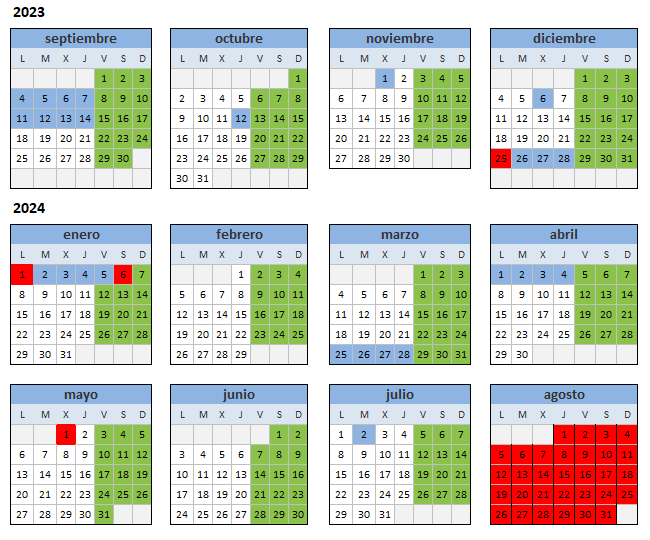 Calendario TXIKI URBIL 2023-2024