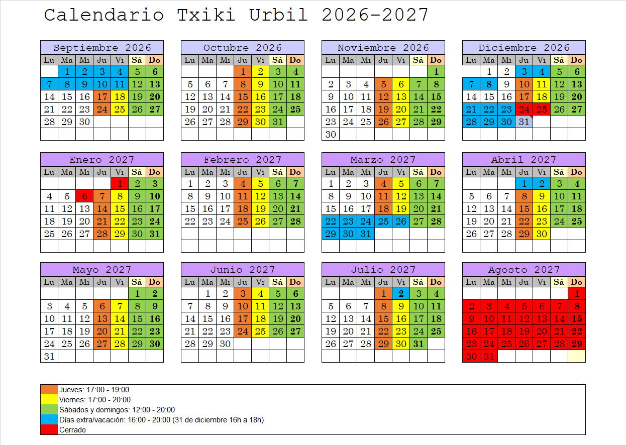 Calendario Txiki Urbil 26-27