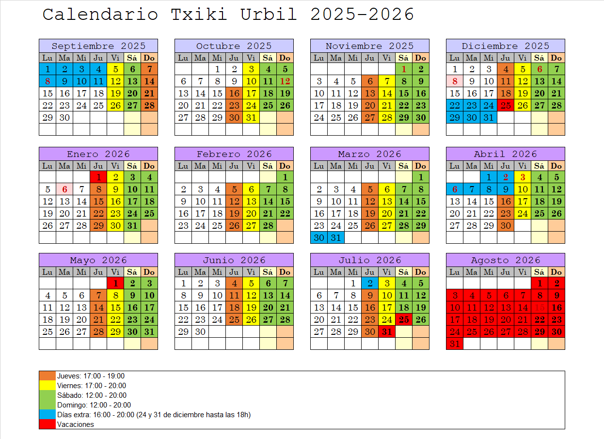 Calendario Txiki Urbil 25-26