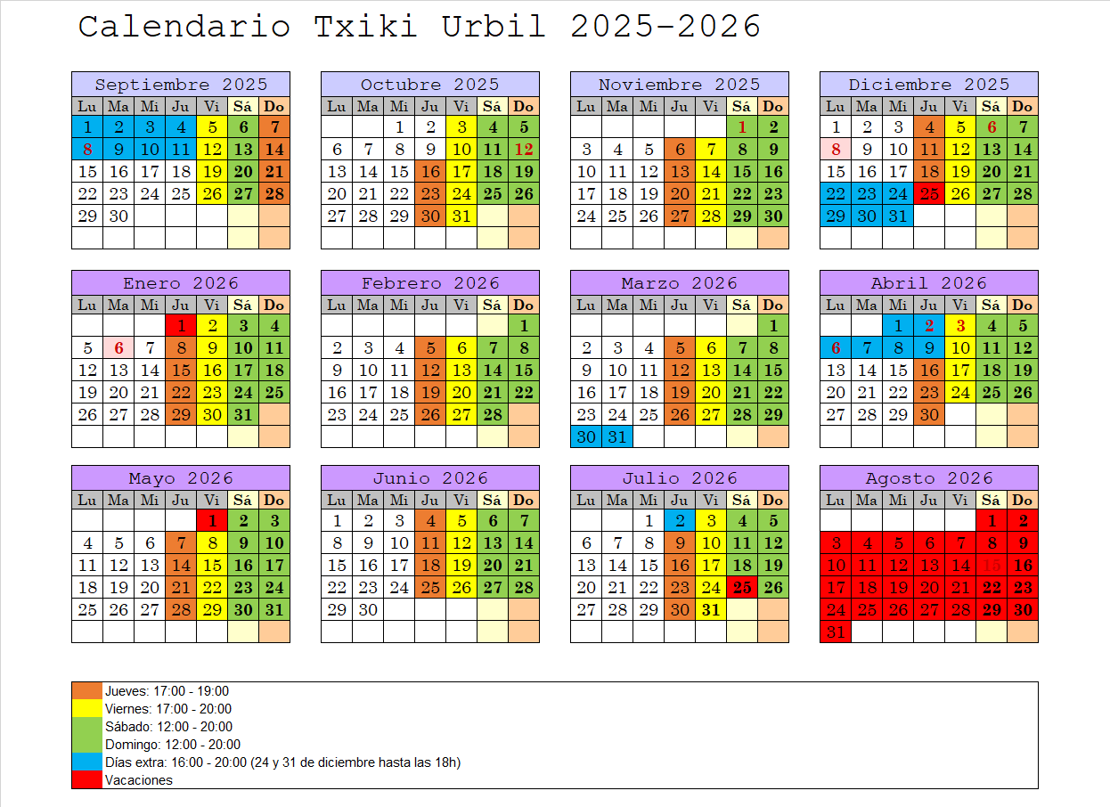 Calendario Txiki Urbil 25-26