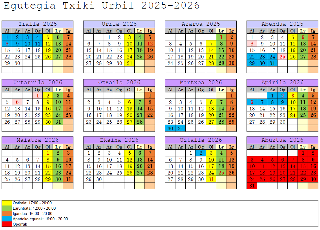 Calendario Txiki Urbil25-36