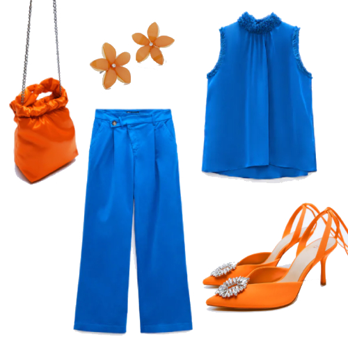 Look Complementario Azul Naranja