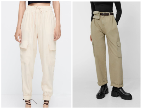 Pantalones cargo mujer beige