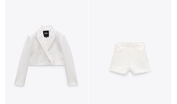 Blazer blanca corta y shorts blancos