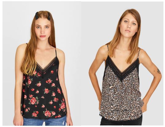 blusa de encaje con estampado