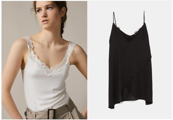 blusa de encaje con tirantes