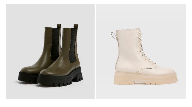 Botas verdes y beige para mujer