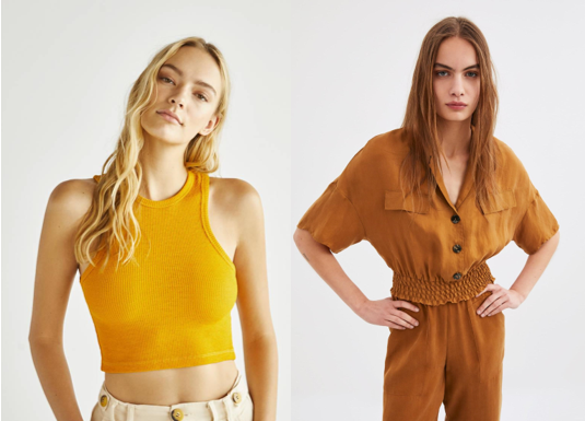 Crop top amarillo para mujer