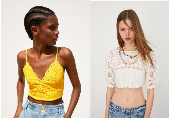 Crop top de encaje para mujer