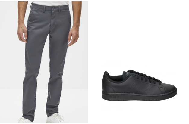 Pantalón gris con zapatillas grises para hombre