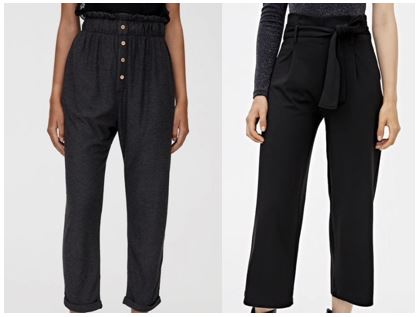 Pantalones paperbag negros para mujer