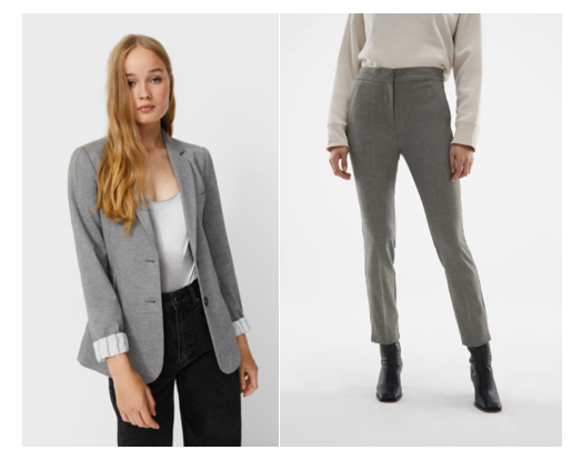 Traje gris de oficina para mujer