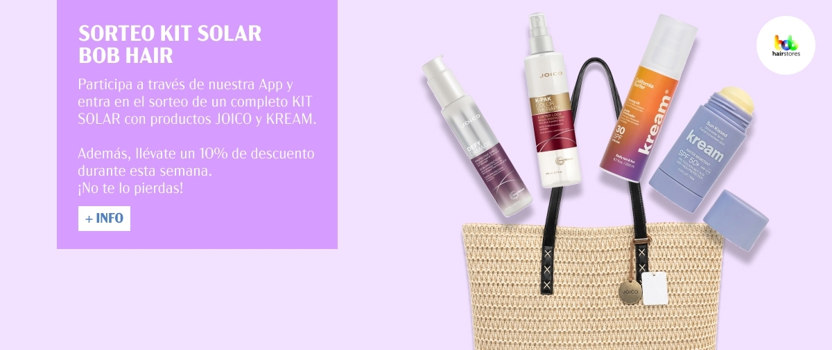 SORTEO DE UN KIT SOLAR Y 10% DE DESCUENTO EN BOB HAIRSTORES