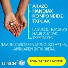 Urbilek Unicef-en txertaketa-kanpaina babestu du