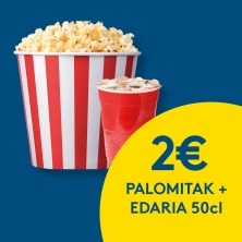 Lortu zure krispetak + freskagarria soilik 2€-ren truke Cinesarako Urbileko App-arekin